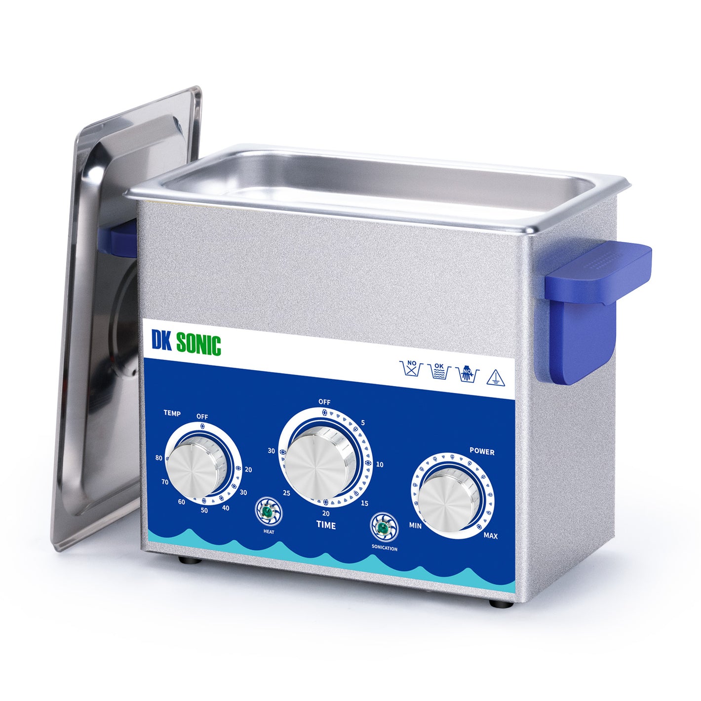 DK SONIC Industrial Ultrasonic Cleaner 3L 120W, Ultrasonic Jewelry Cleaner with Power Adjustable Function, Timer and Heater for Coins, Glasses, Necklaces, Watches Cleaning(Include Basket)