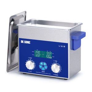 DK SONIC Ultrasonic Cleaner 3L 120W, Ultrasonic Jewelry Cleaner with Intelligent Mechanical Timer, Heater &Power Adjustable Function for Glasses, Necklaces, Watches Cleaning