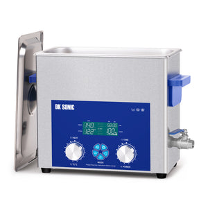 DK SONIC Ultrasonic Cleaner 6L 180W, Ultrasonic Carburetors Cleaner with Intelligent Mechanical Timer, Heater &Power Adjustable Function for Carburettors, Motorbike Engines, Chains